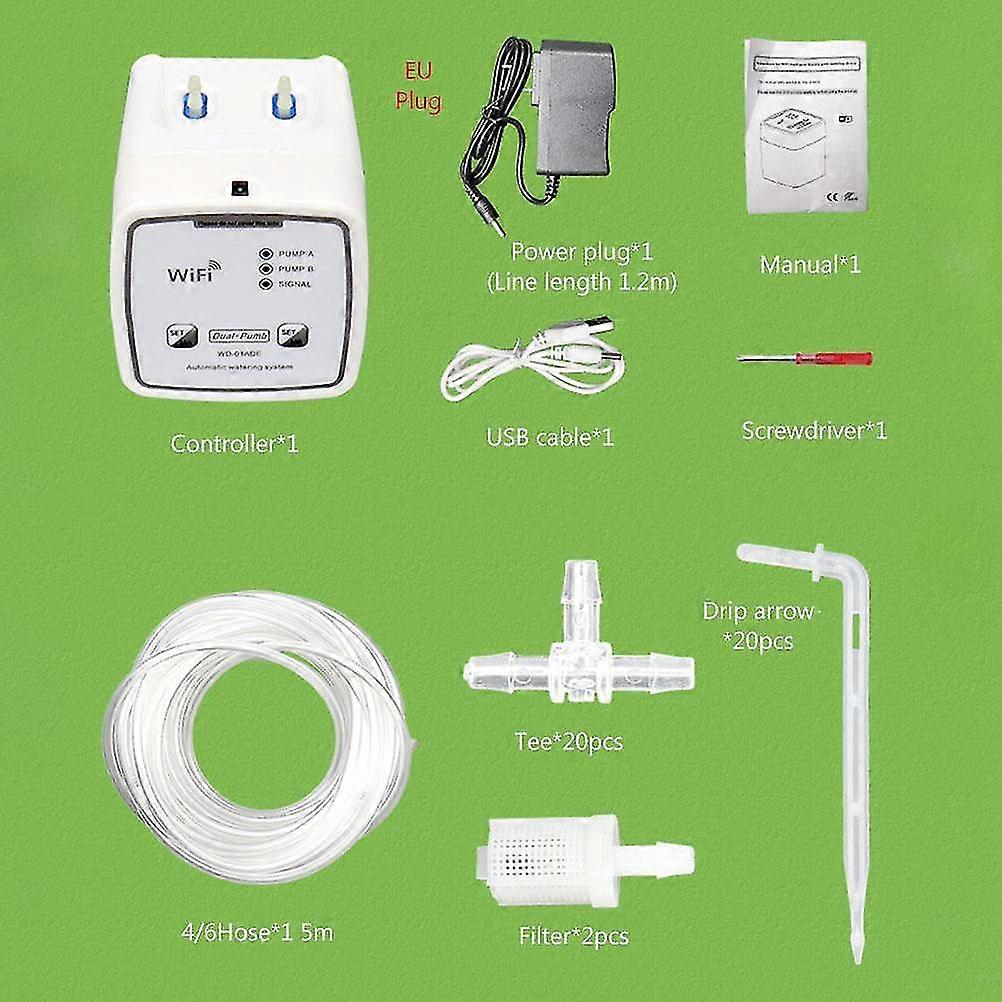 Smart Self Watering Timer Device - WiFi Double Pump System - Remote Controlled Watering Tool