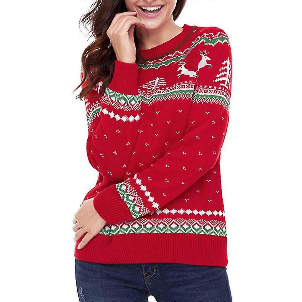 Wabjtam Maglione di Natale brutto maglione di Natale dell'albero di Natale Pullover Jumper delle renne, xl