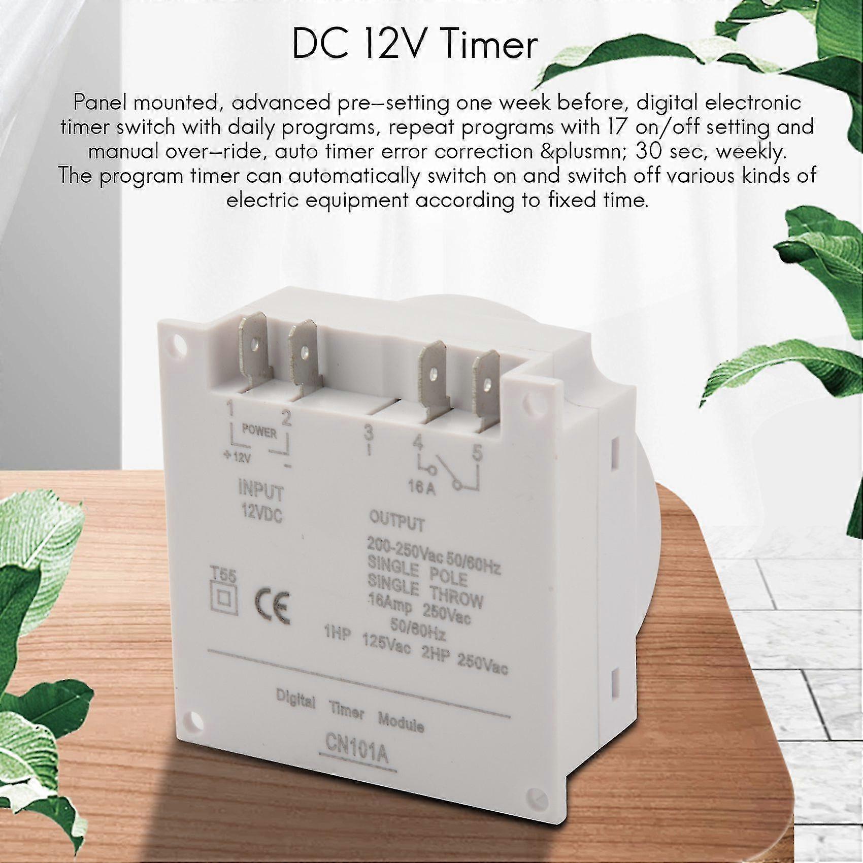 DC 12V Digital LCD Power Programmable Timer Time Switch Relay 16A Amps ...