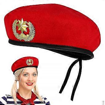 Baskenmütze Hut Vintage Militär Baskenmütze achtzackiger Stern Wollmütze Matrosen Baskenmütze Kopfbedeckung für Party Tanz Show Performance Kostüm