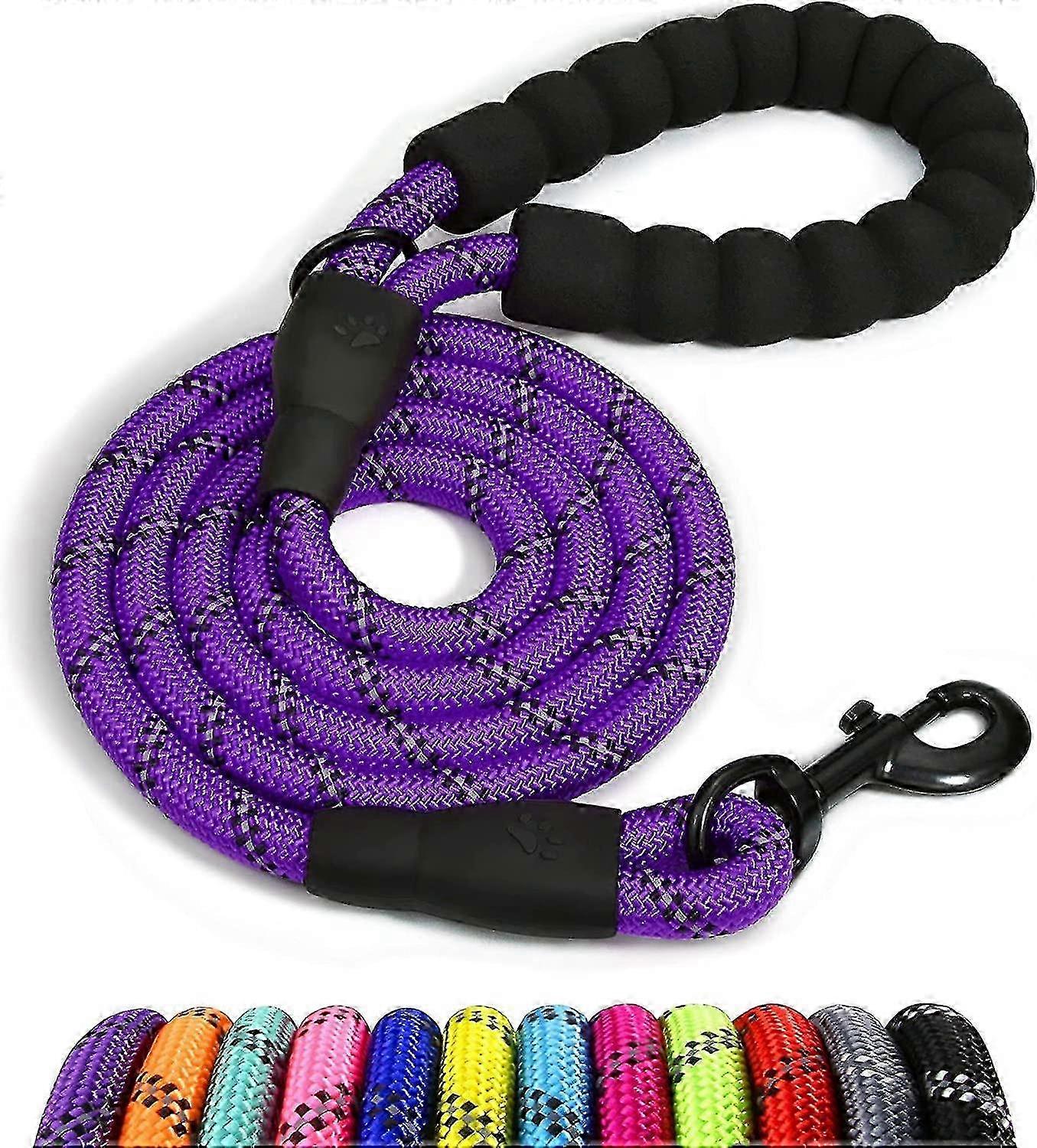 Chumbo para Cão de Corda Taglory com Alça Acolchoada Macia, Chumbo para Cão Reflexivo de 1,2m e Multi-Cor para Cães Médios, 1,0 cm, Zekai Preto