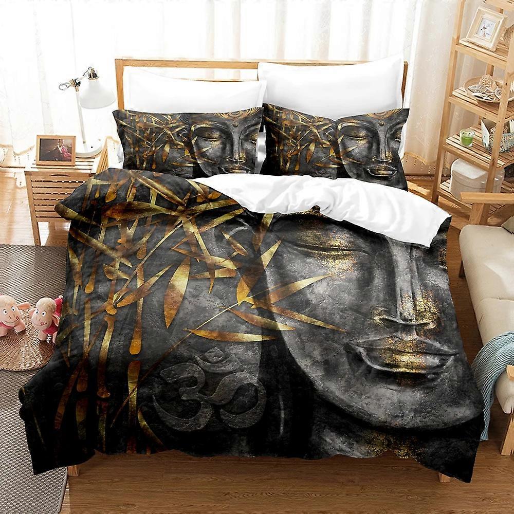 a2376 Lençóis Buddha Conjuntos de Cama Conjunto de Capa de Edredão Com Fronha Roupa de Cama Roupa de CamaConjunto de Cama de 3 Peças (1 Capa de Edredão + 2 Fronhas) Cama S