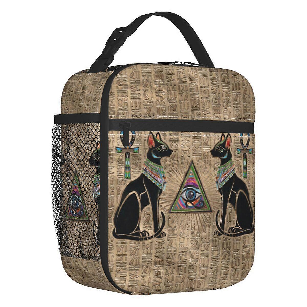 Egipskie hieroglificzne izolowane torby na lunch dla kobiet Starożytny Egipt Symbol Przenośna chłodnica termiczna Bento Box Dzieci w wieku szkolnym