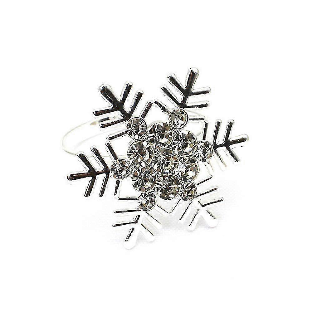 1/4/8x منديل خواتم الفضة ندفة الثلج سبيكة عيد الميلاد حزب ديكور احتفالي