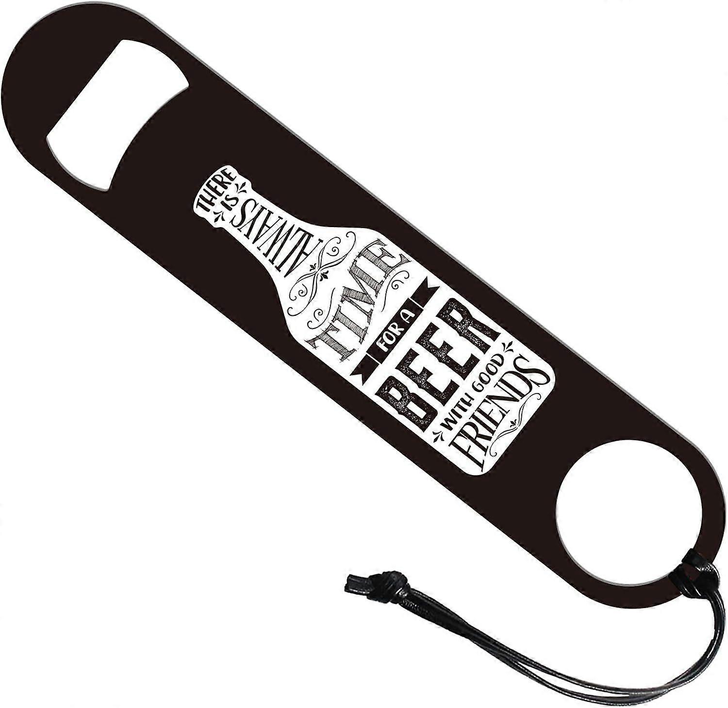 Bottle Pattern Word Art Stainless Steel Bottle Opener with PU Cord Beer Bottle Opener Flat Bottle Opener Heavy Duty Bar Bartender Opener for Home Kitc
