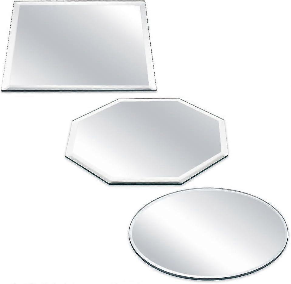 3 Style Beveled Glass Mirror 6x6 inch Square & Round & Octagon Mirror Panels 3mm Beveled Wall Mirror Modern Glass Mirror Base for Weeding Table Party 