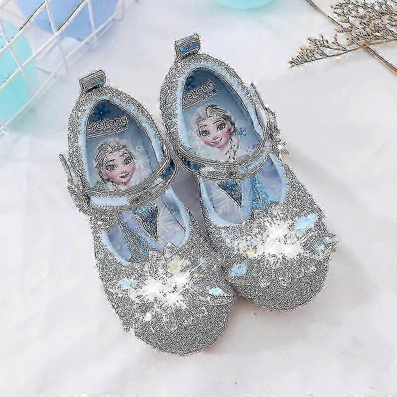 2024冷凍エルザサンダルガールズシューズプリンセスダンスシューズ赤ちゃん女の子のためのファッションノンスリップクリスタルシューズサンダル女の子用