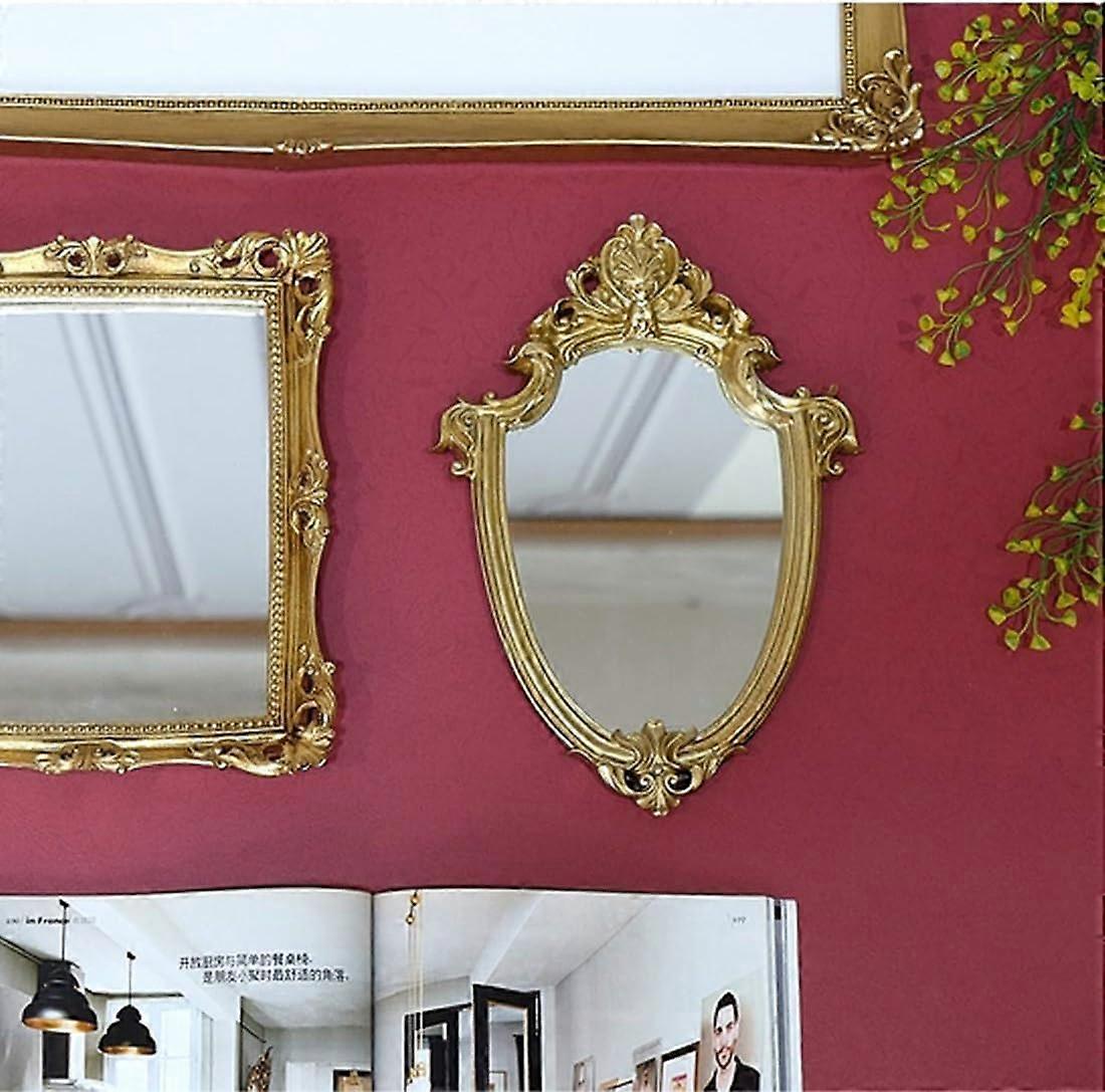 Vintage Decorative Wall Mirror in Elegant Gold Shield Shape, Ideal for