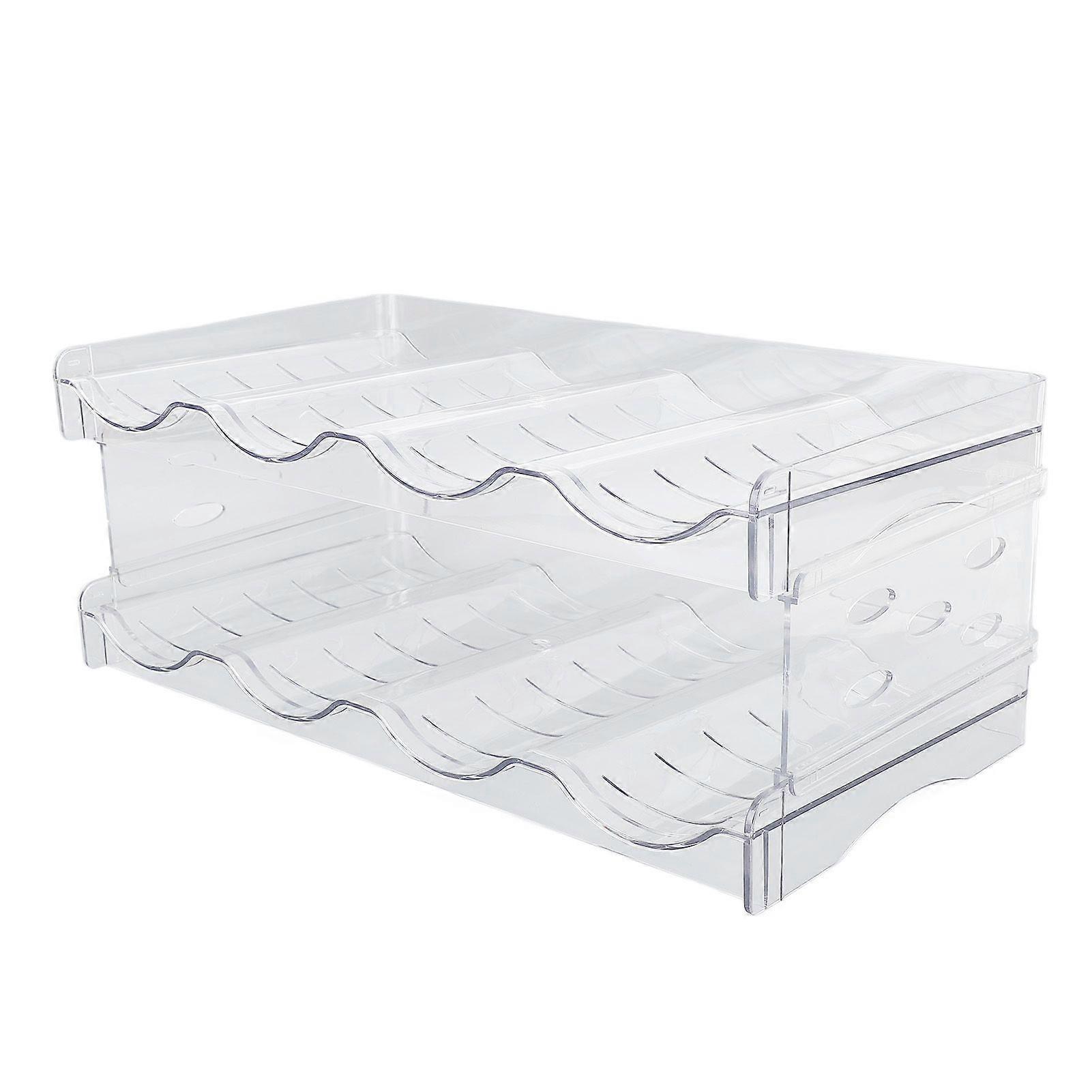 Stackable Water Bottle Organizer Double Layer Transparent Plastic Desktop Cup Storage Rack for Kitchen Cabinet 4 Bottles Per Shelf