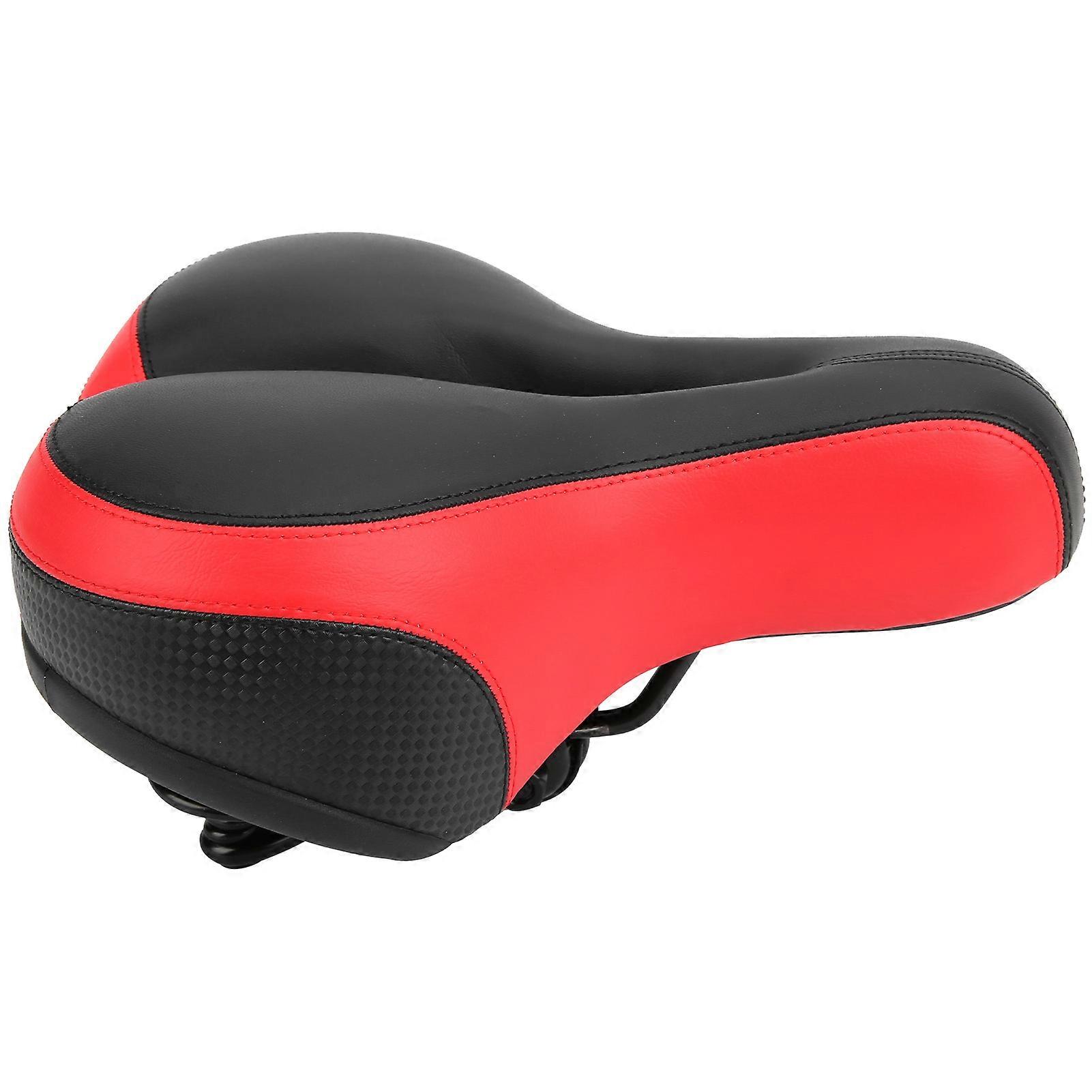 Comfortable Mountain Bike Saddle Black Red Microfiber Leather