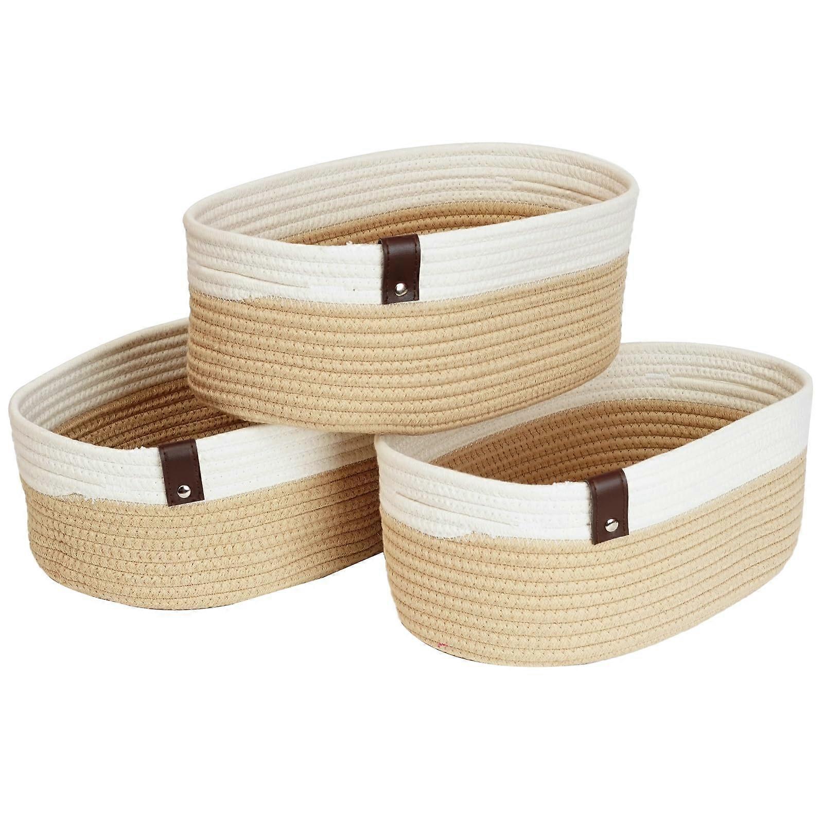 Small Woven Cotton Rope Storage Containers for Organizing Home, Decorative Baskets, Soft Fabric, Various Sizes