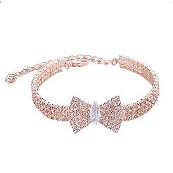 Pet Collar with Diamond Adjustable Crystal Bow Wedding Cat Collar Dog for Small Medium Pet Collar Dress Up OrnamentL