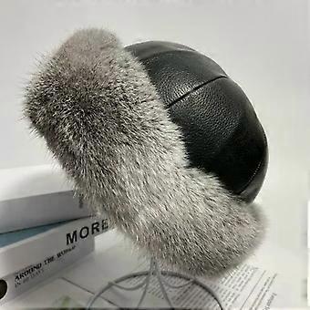 Bunny Hat Women Winter Fluffy Warm Beanie Hat Men Women Leather Caps Outdoor Snow Hat