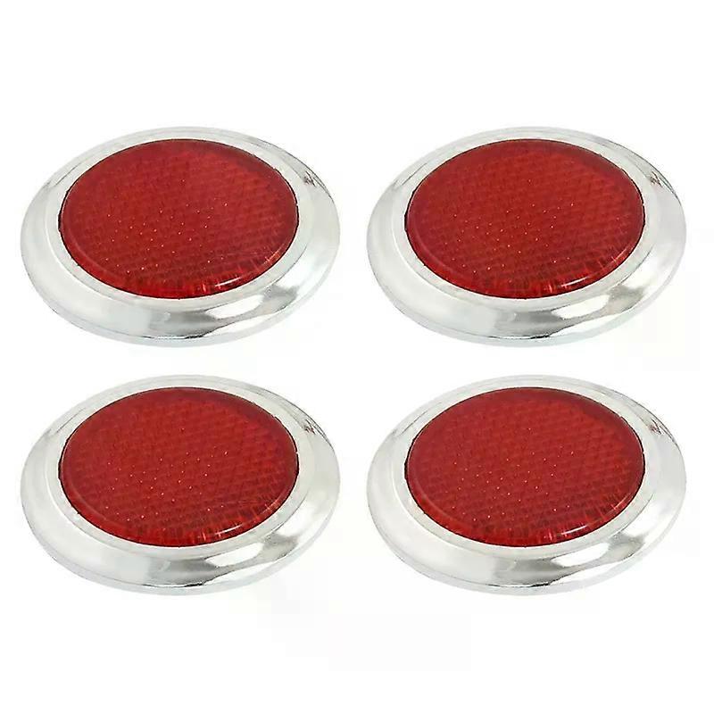 4 Pcs Auto Car Plastic Round Reflective Reflector Sticker Red