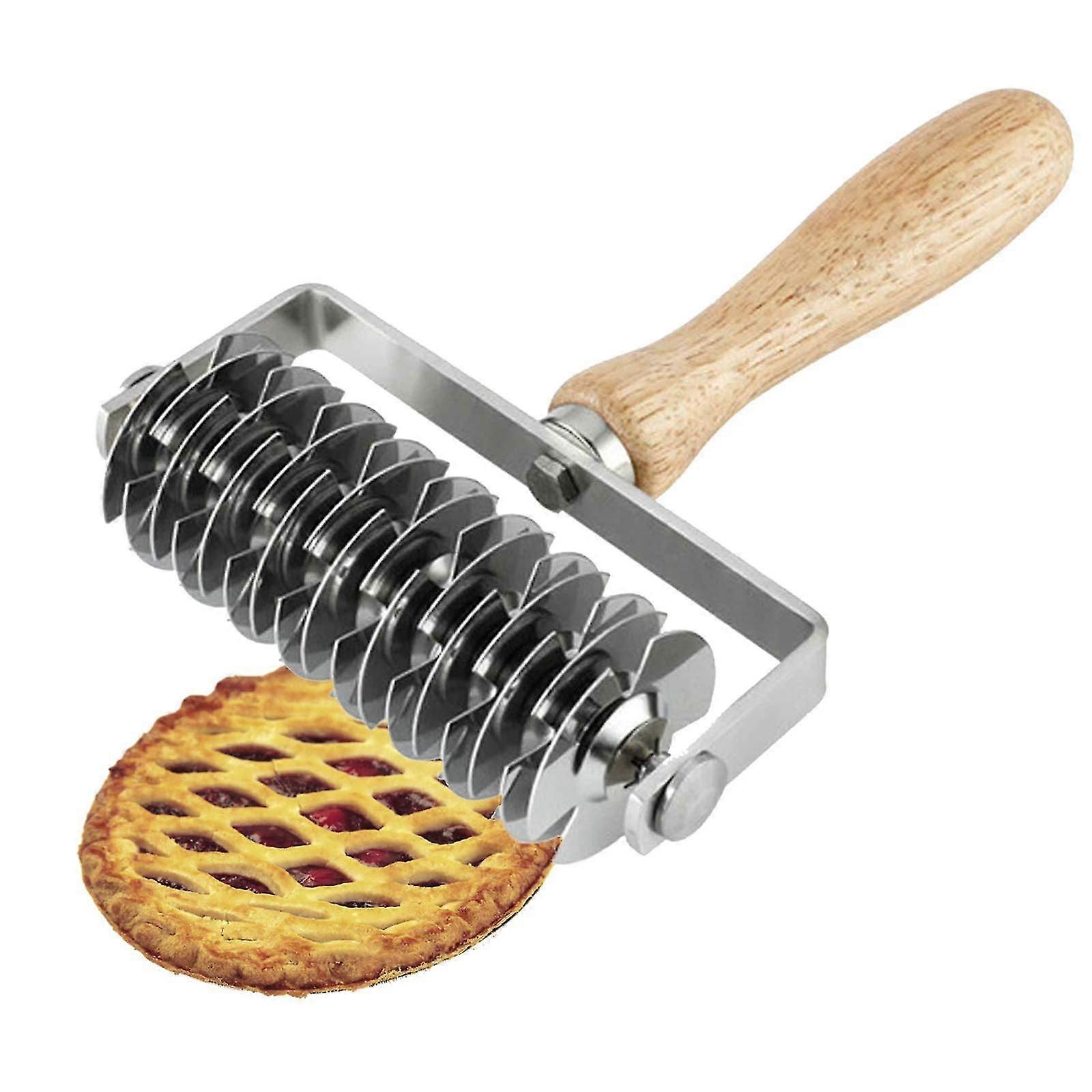 Lattice Roller Lattice Roller Baking Tools Cake Bread Net Knife Hob Wheel Knife Stainless Steel Wooden Handle Pizza Dough Rotary Cutter