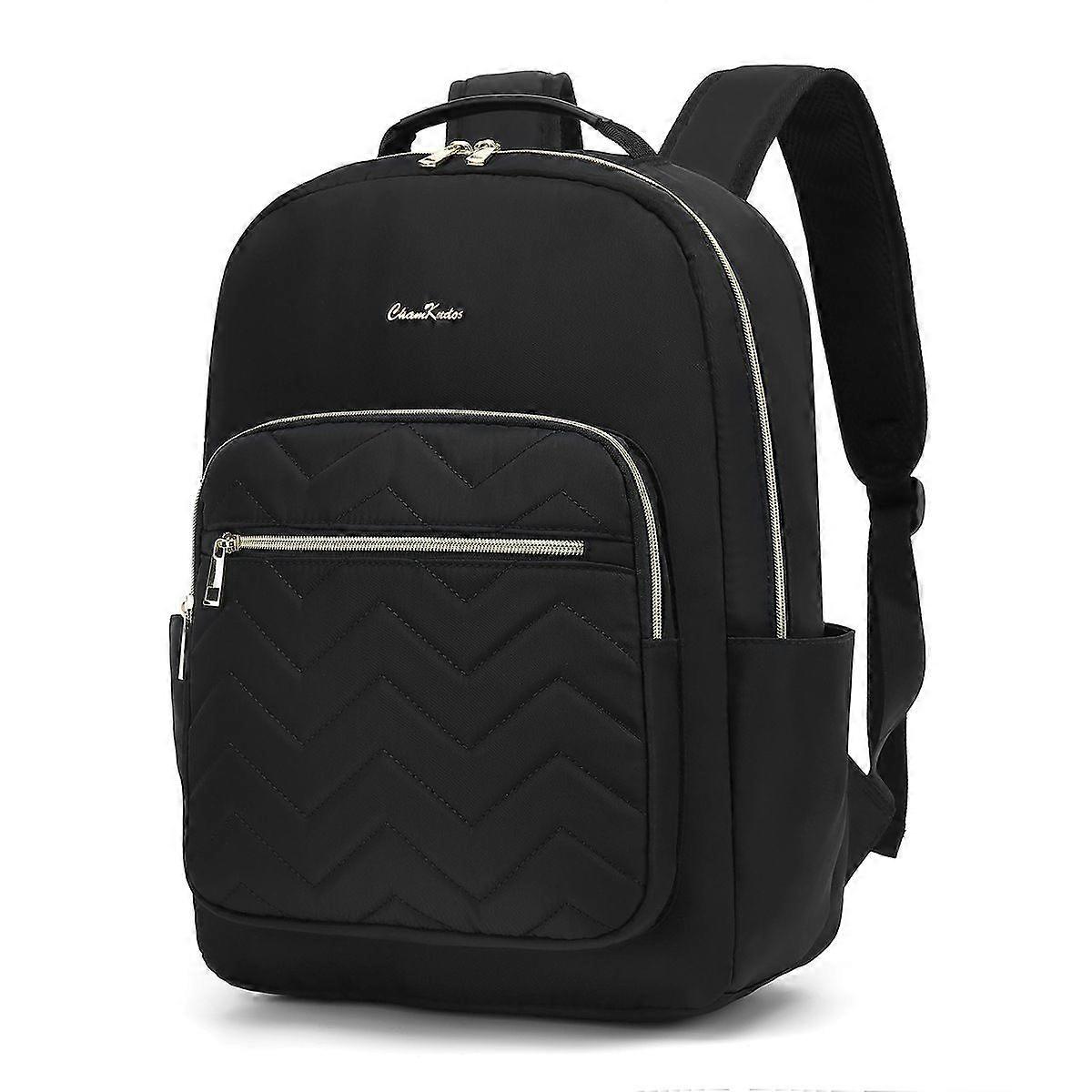 حقيبة ظهر كمبيوتر محمول للنساء والرجال حقيبة كمبيوتر محمول موضة مع منفذ USB ، حقيبة ظهر للسفر عارضة ، أسود