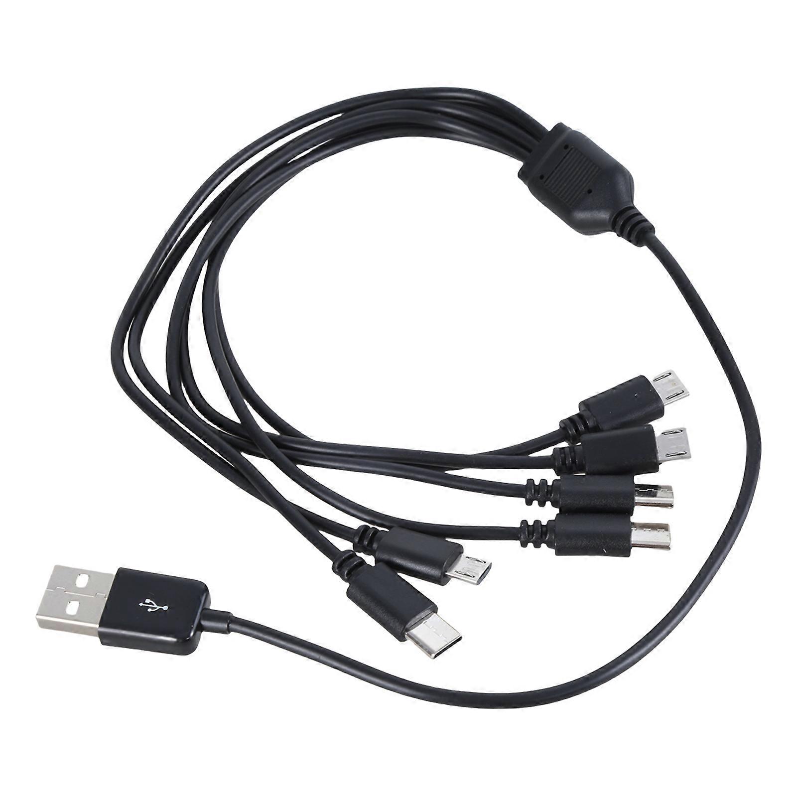 Multiple Device Charging Cable 6 in 1 USB to 3 USB 5Pin and 3 Type C Connectors Cord Wire Charge 6pcs Electronics