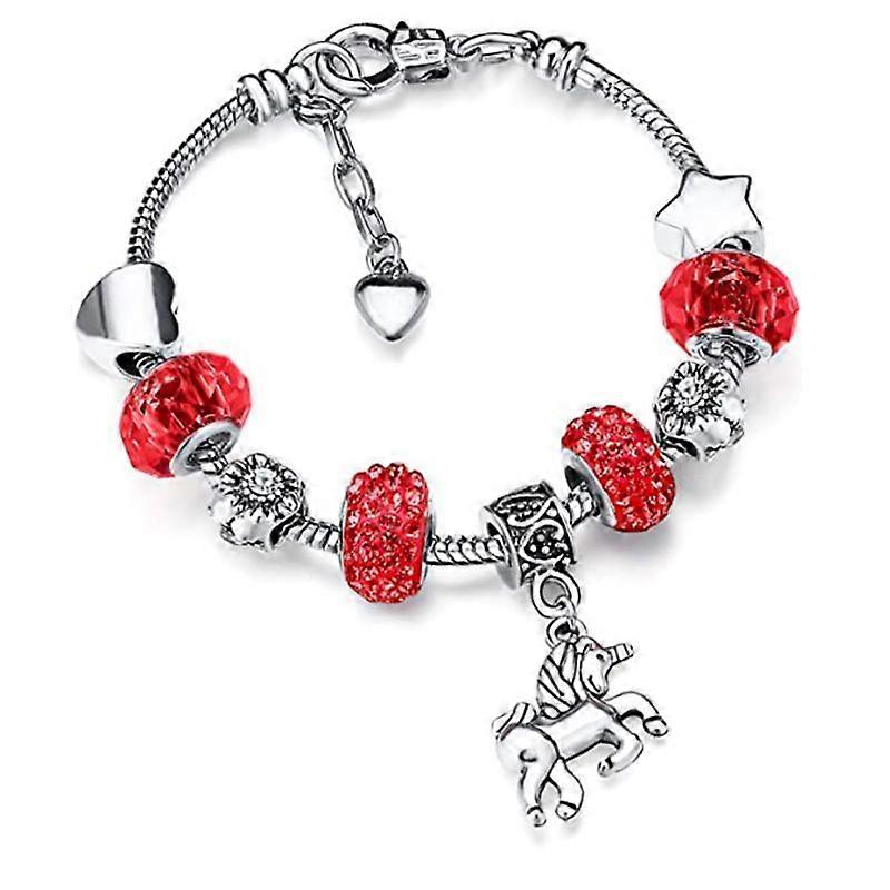 ユニコーンキラキラクリスタルチャームブレスレットバングルガールレディ