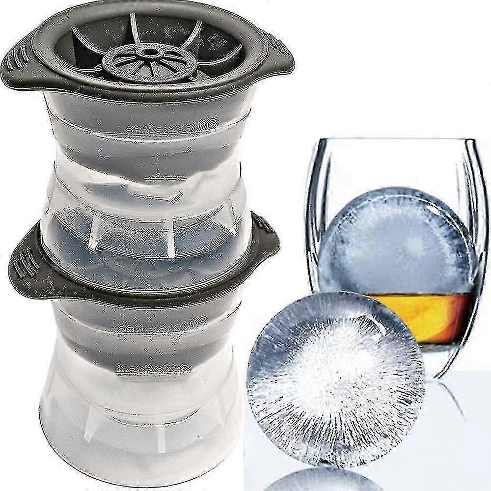 Silicone Reusable Large Ice Sphere Mold 2-Pack, Whiskey Drink Cooler with Easy Fill Tray