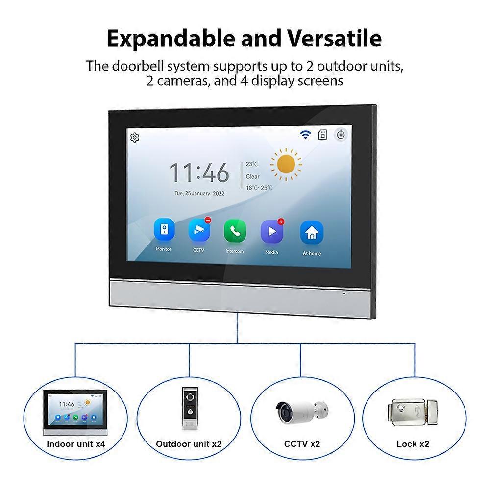 1080P Wireless Video Doorbell Camera with Monitor TY APP WiFi 7 Inch Touch Screen Video Door Phone C