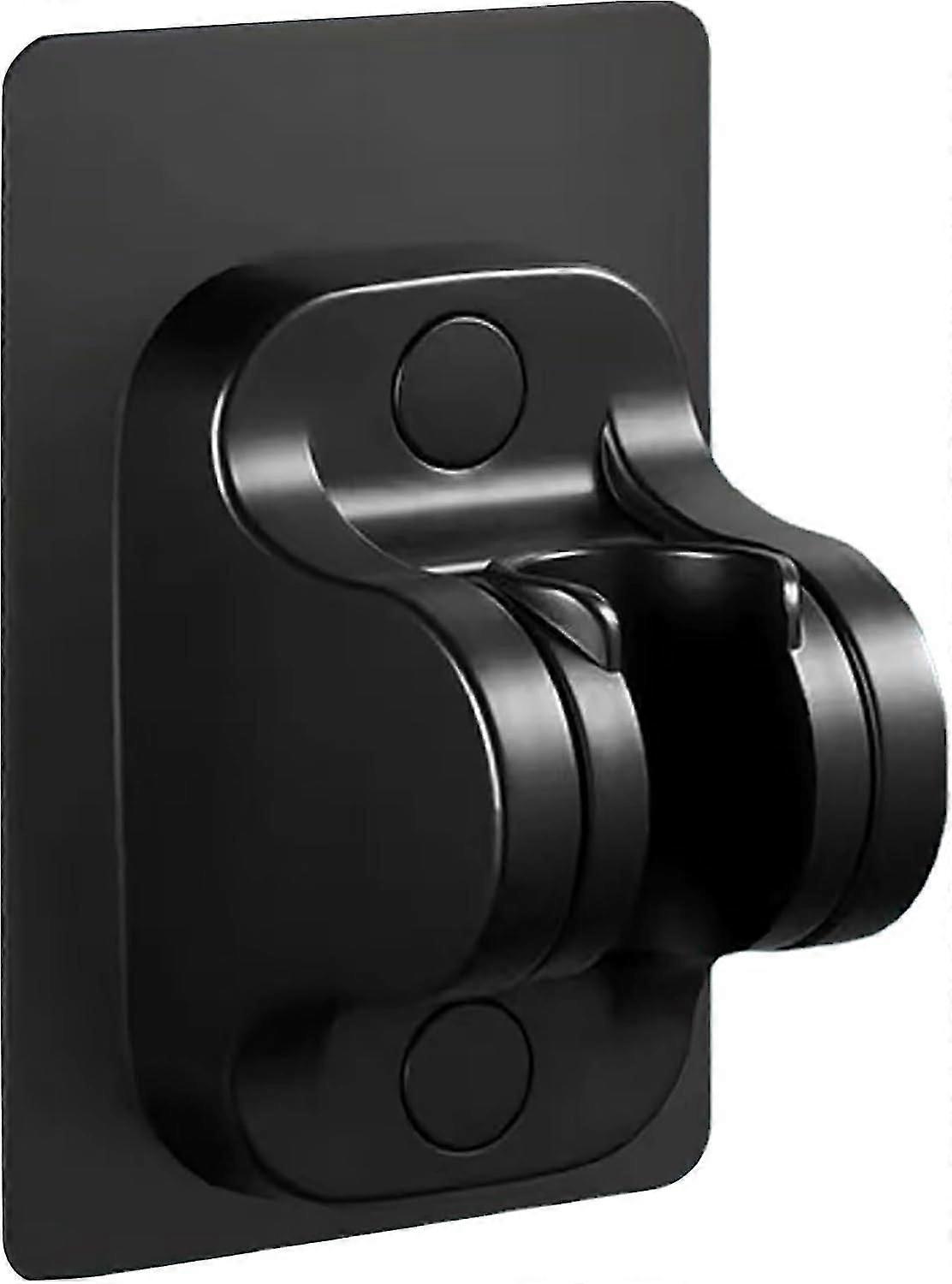 No Drill Shower Head Holder - Strong Adhesive - Adjustable Angle - Black