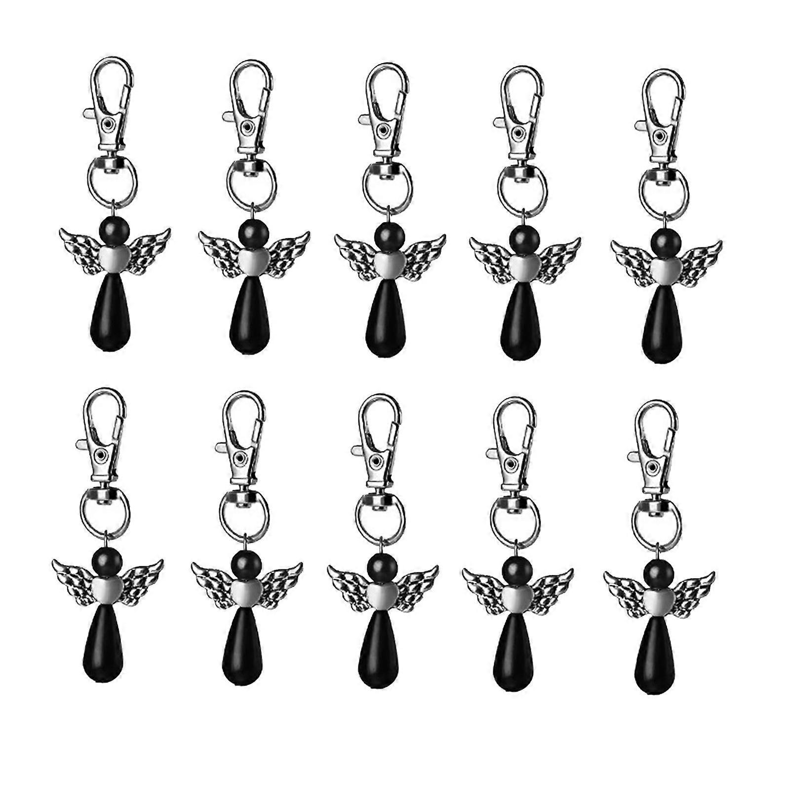 10 Set Chains Cherub with Wing Shaped Keychain Hanging Pendant Keyring for DIY