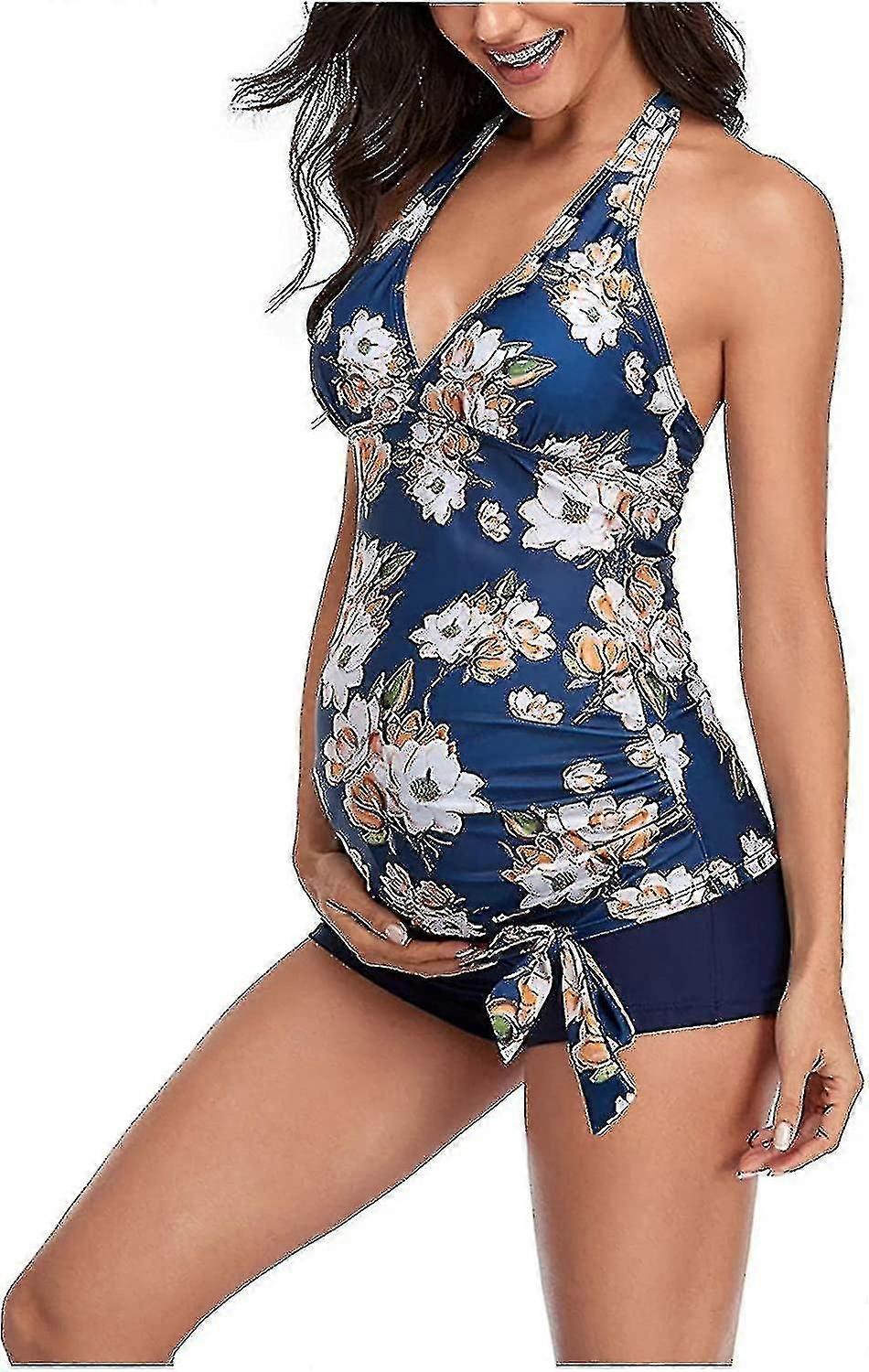Maternité Grossesse Maillot de bain Deux Pièces Maillot de bain Pour Femmes Enceintes Bikini Grossesse Fleurs Grossesse Grande Taille Maillot de bain de plage