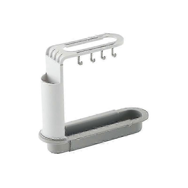 Retractable Drain Basket Sink Organizer Sponge Frame Sponge Sink Storage Rack Hanging Drain Basket Drain Rack Sink Drainer Basket 1 Pcs (Gray,34*29*8.