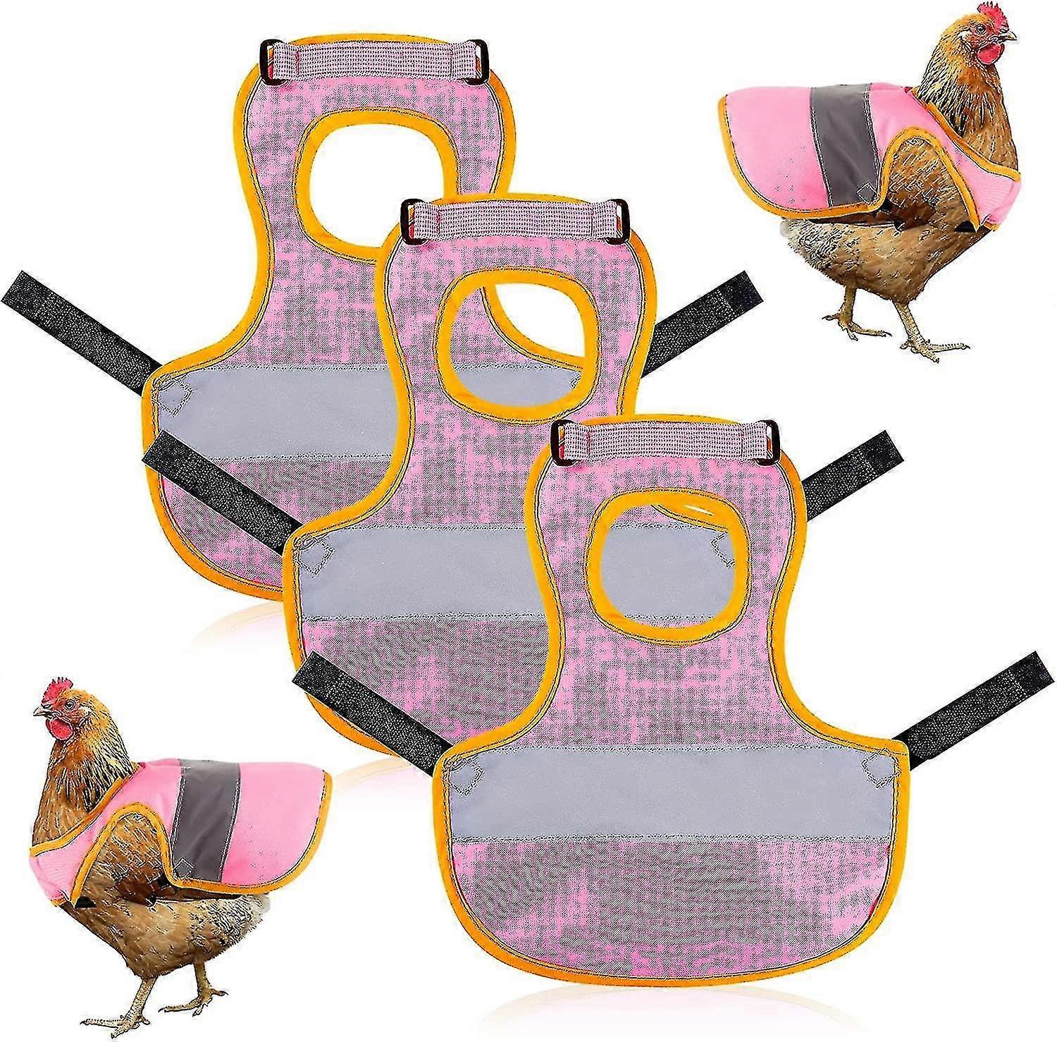 3pcs Adjustable Reflective Chicken Harness, Apron for Hens, Ducks, Geese & Poults - Feather Protection