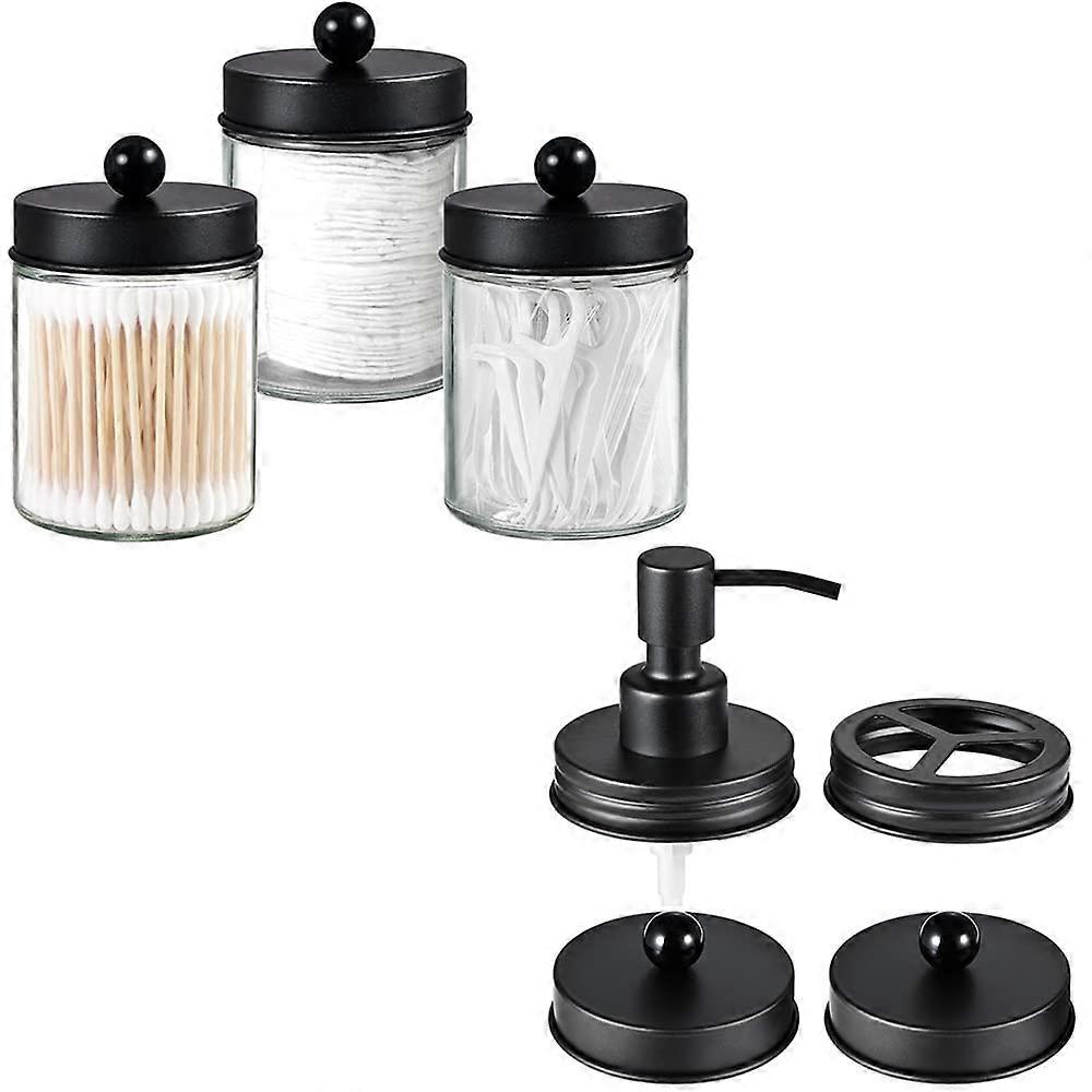 用于浴室梳妆台整理器和梅森罐浴室配件的黑色药瓶罐