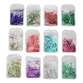 2025 Siste modell Chunky Holographic Body Glitter 12 farger blandet forskjellige han...