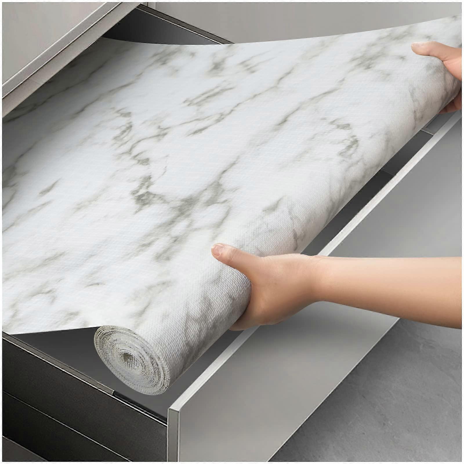 Shelf Liner Non Adhesive 24 in x 20 ft Waterproof Drawer Liners for Kitchen Cabinets Non Slip Thick Marble Design