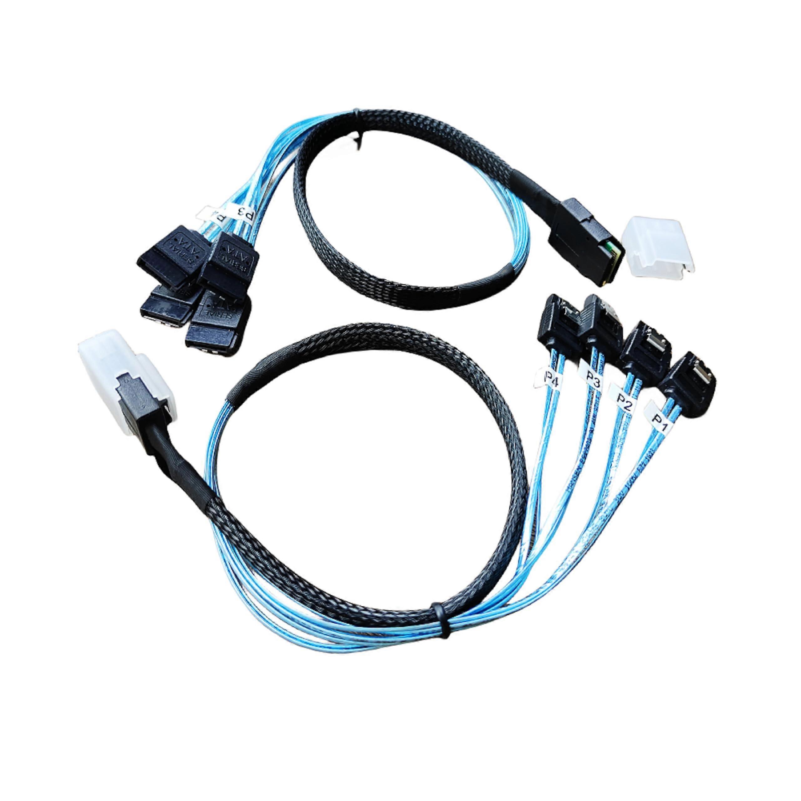 SFF-8087 to 4x SATA Cable 1M 2-Pack, Internal Mini SAS to SATA Data Transfer, 24Gbps Speed, Compatible with Servers