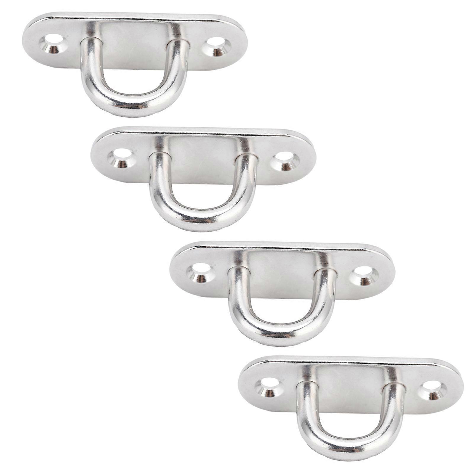 4 Pcs 304 Stainless Steel Oval Wall Mount Plates Silver
