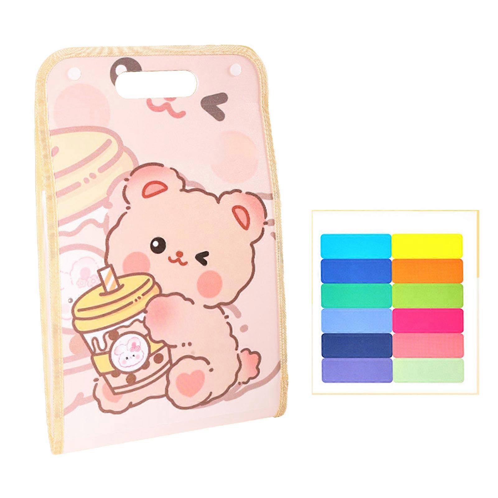 Paper Folder Multi Layer Waterproof Cute Pattern Plastic A4 File Organizer Bag School Office Khaki