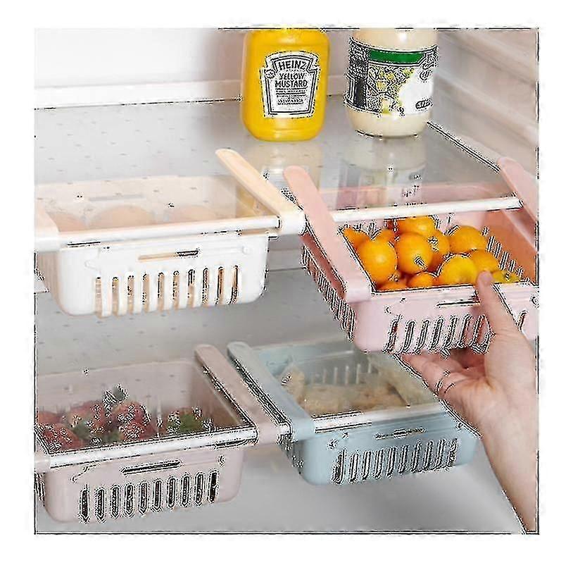 Retractable Drawer Refrigerator Storage Box,unique Design Pull Out Bins, Fridge Shelf