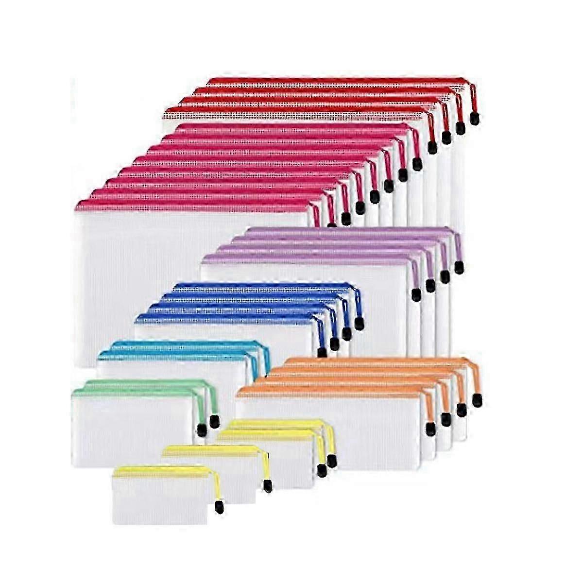 32Pcs Mesh Zipper Pouch Bags, for Organization, 8 Sizes Mesh Bags with Zipper, for Travel, Office S Edition a