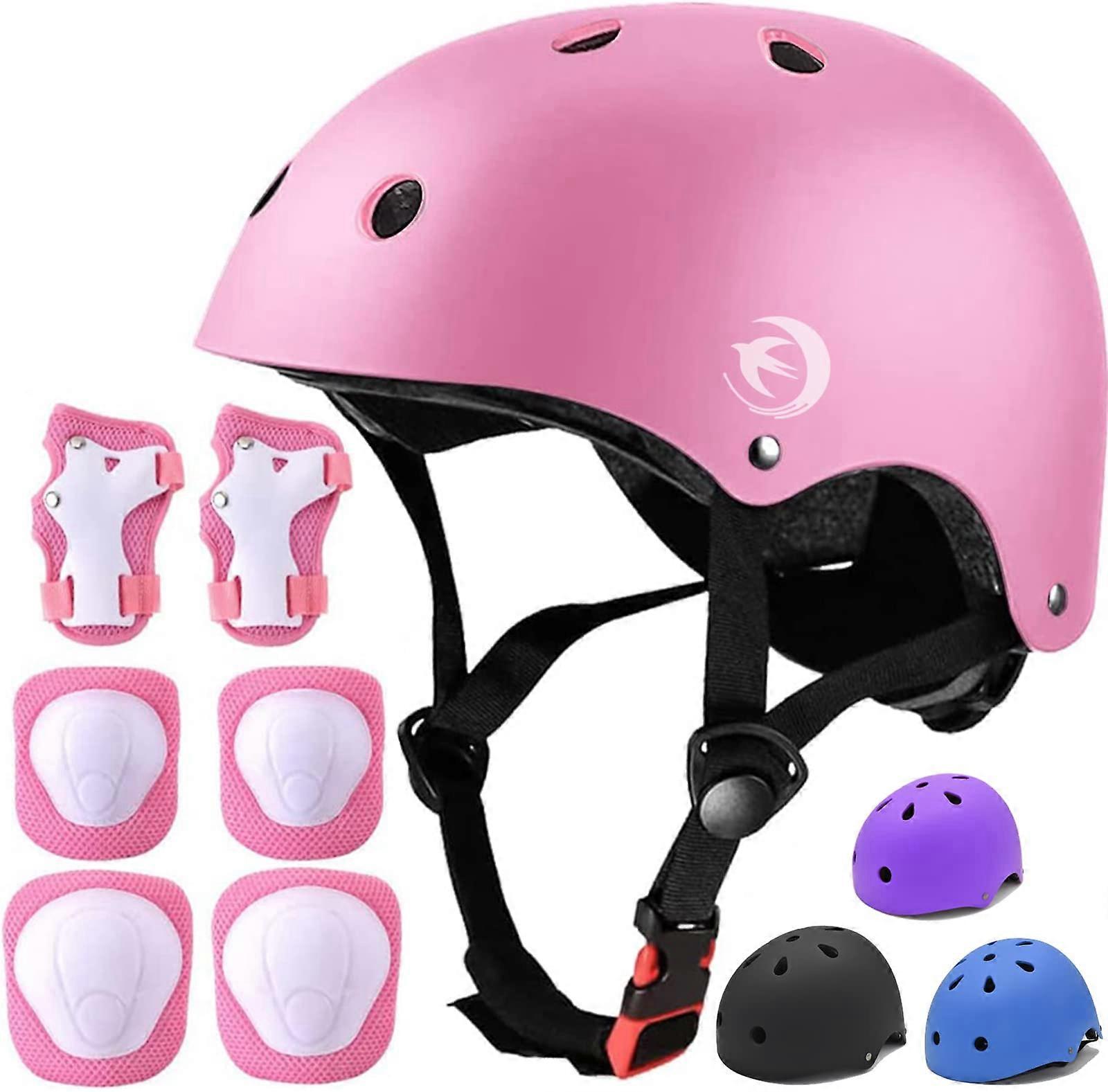 Kids Helmet Set with Adjustable Knee Pads, Elbow Pads, Wrist Guards for Ages 3-14 Years, Safe and Durable Protection