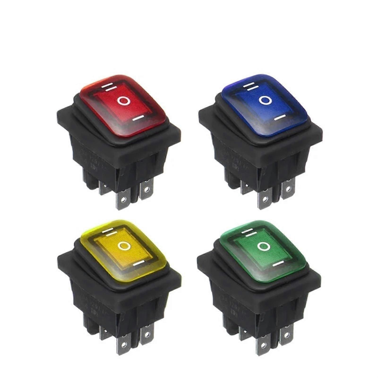 ON-Off-ON 6-pin 16A 20A 125V 250V AC LED Light Rocker Toggle Switch self-Locking Three-Position(R1ed)