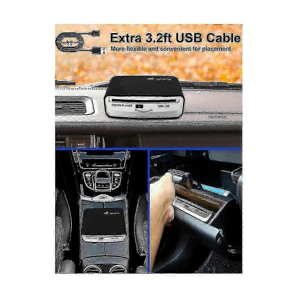 Externer universeller CD-Player für Auto - Tragbarer CD-Player, wird an den USB-Anschluss des Autos, Laptop, Fernseher, C angeschlossen