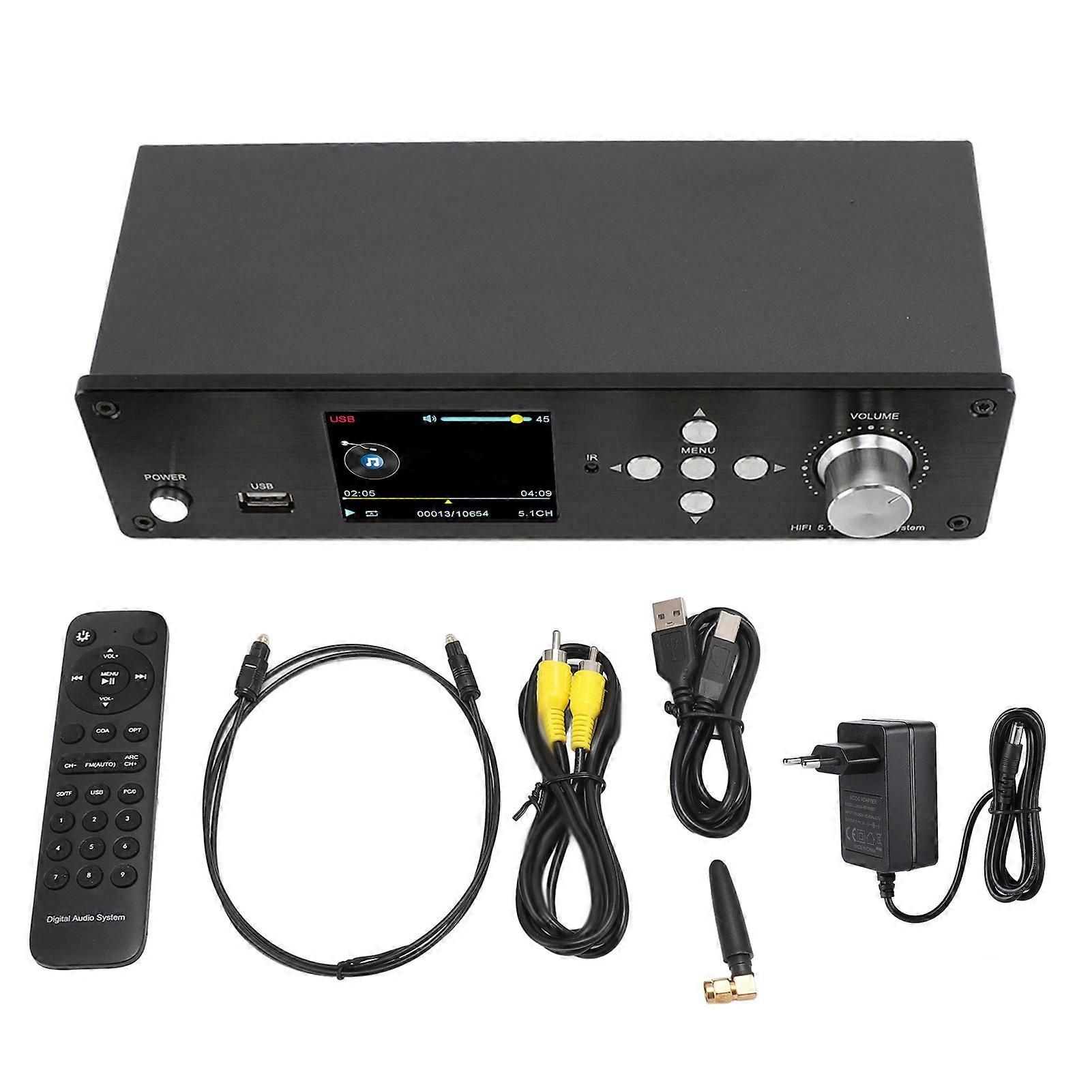 5.1 Surround Sound Decoder 192Khz 32Bit Supports 4K HD Multimedia Interface ARC Optical Coaxial USB Digital Analog AV System with BT 5.0 Receiver