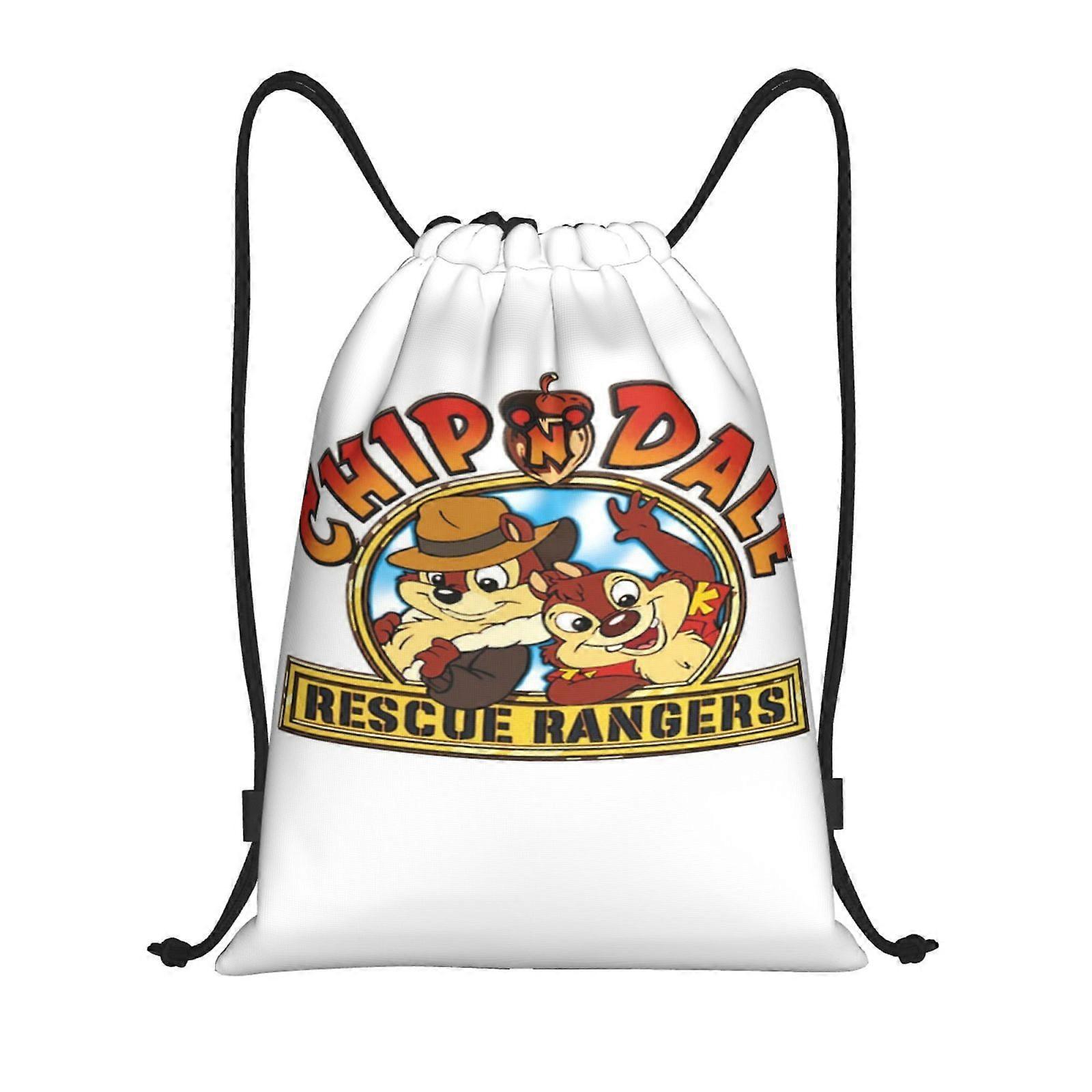 p35 Chip 'n Dale Rescue Rangers Canvas double shoulder backpack with easy-pull drawcord and large space g35