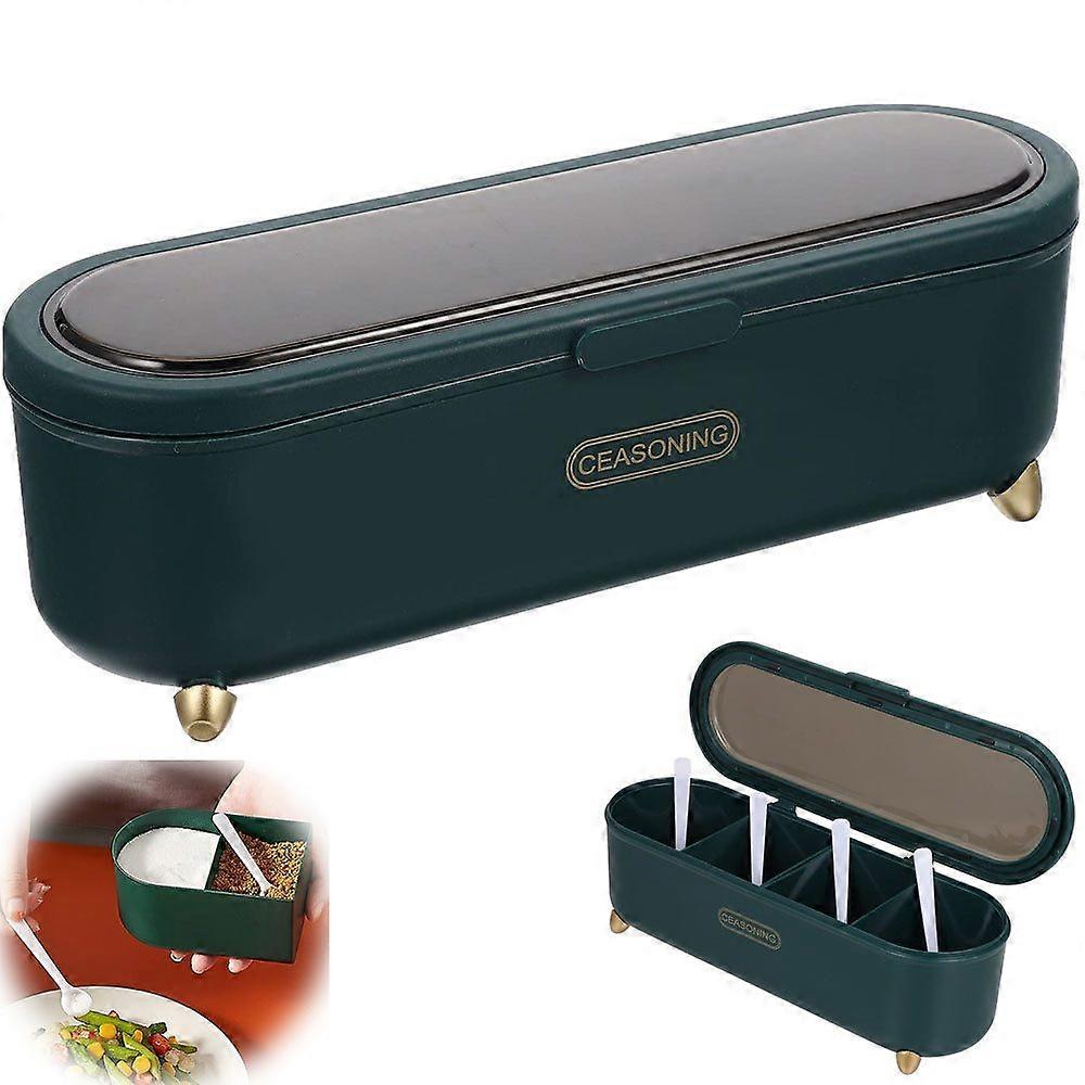 Spice shaker, 4-compartment spice box, storage container, kitchen accessory, essential tool