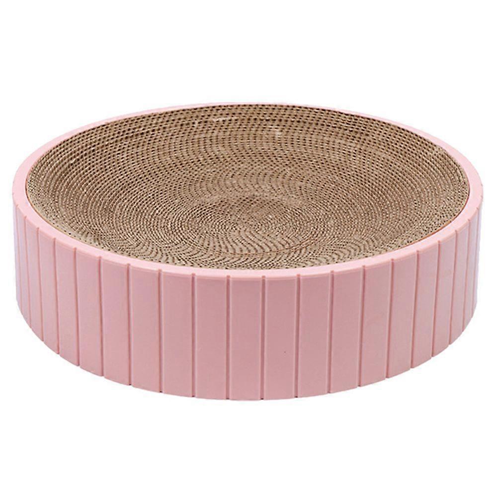 Round scratching board for cats white: durable cardboard scratching mat