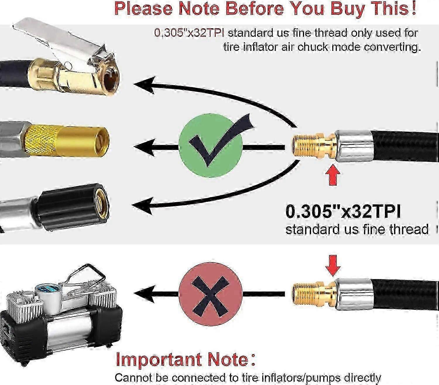 Extended Tire Inflation Hose Adapter for Screw Twist To Lock Connection Locking Air Chuck with Air Hose lucky