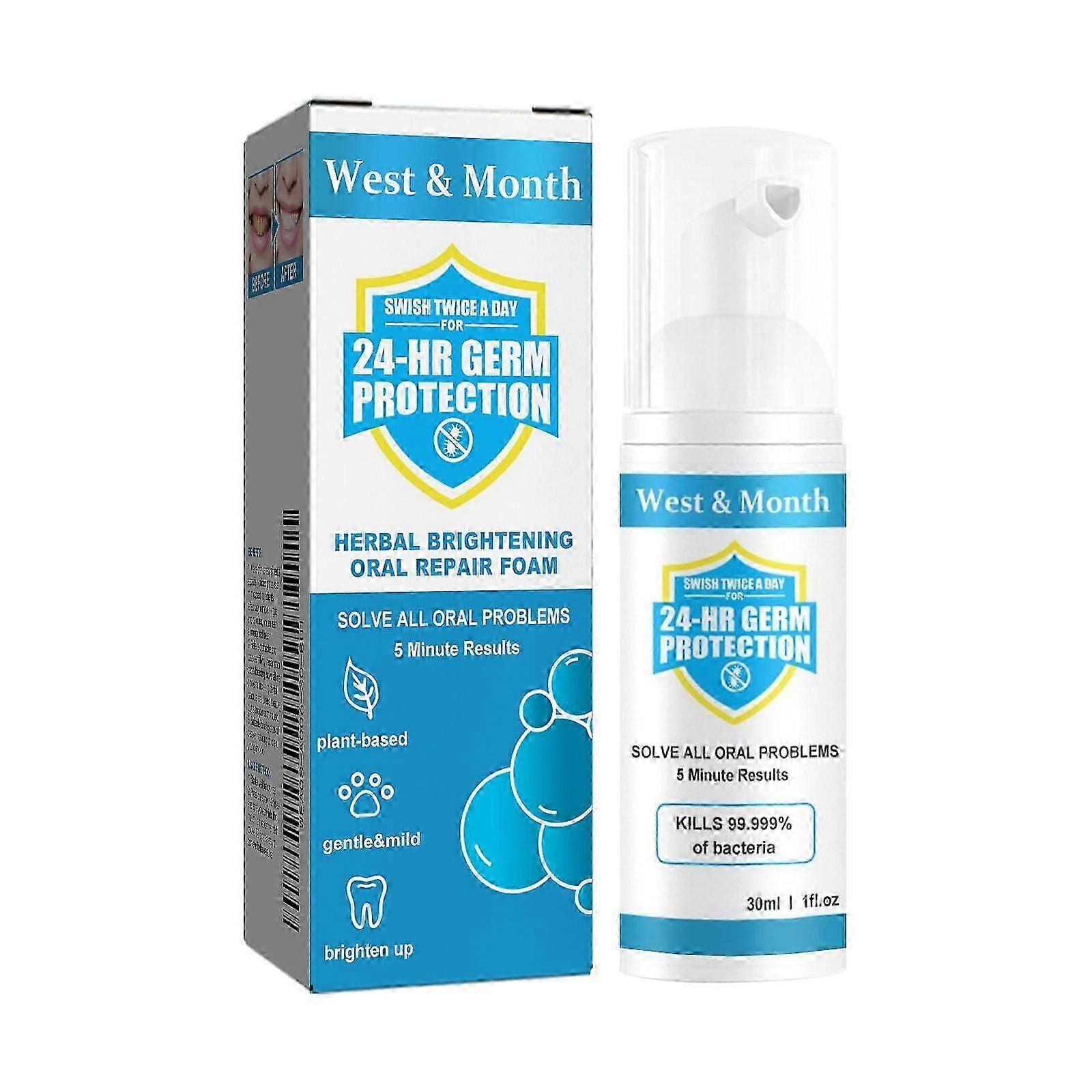 West & Month Herbal Teeth Mousse Toothpaste Clean Oral Teeth Foam Toothpaste