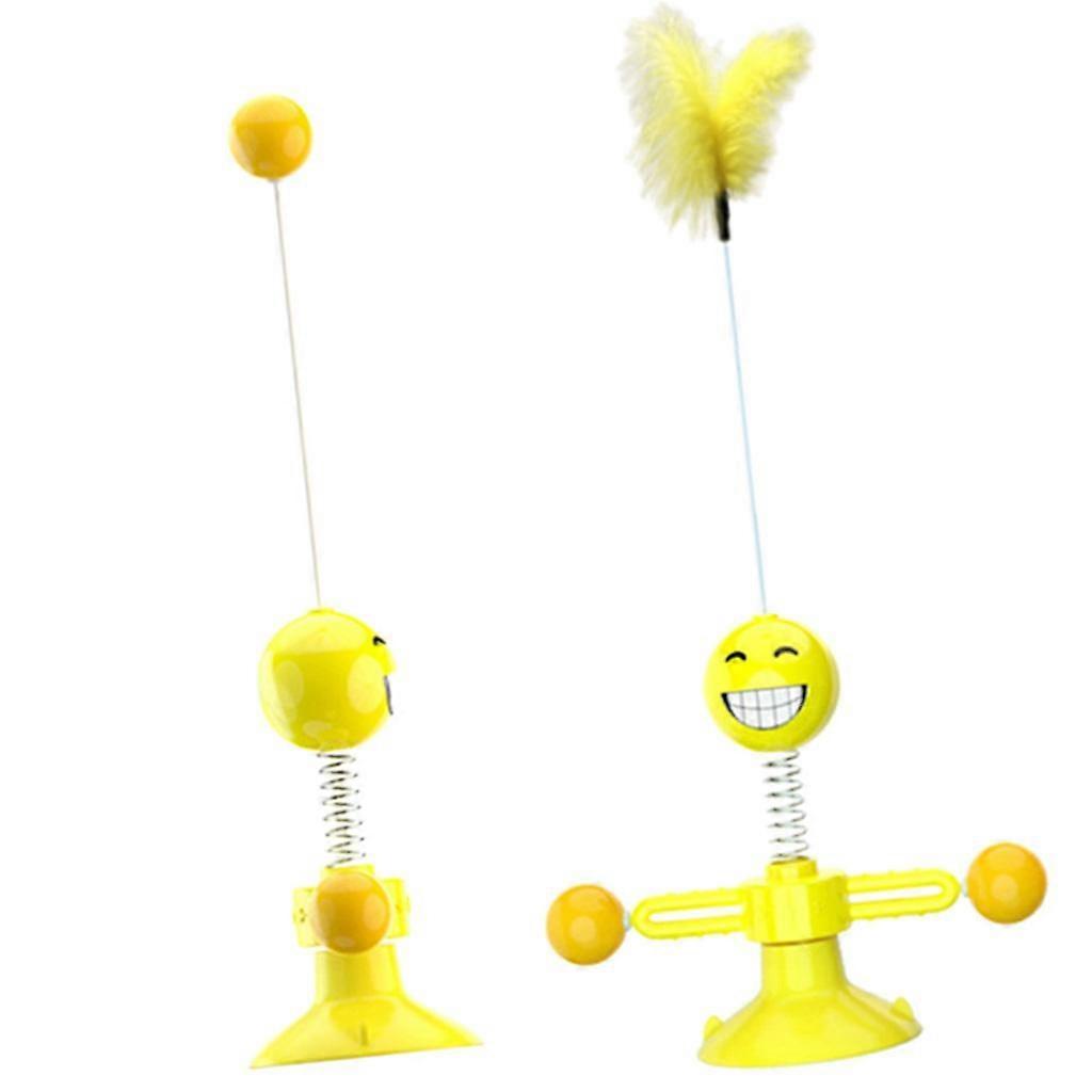 Windmill Cat Toy Indoor Interactive Feather Cat Funny Toy with Yellow