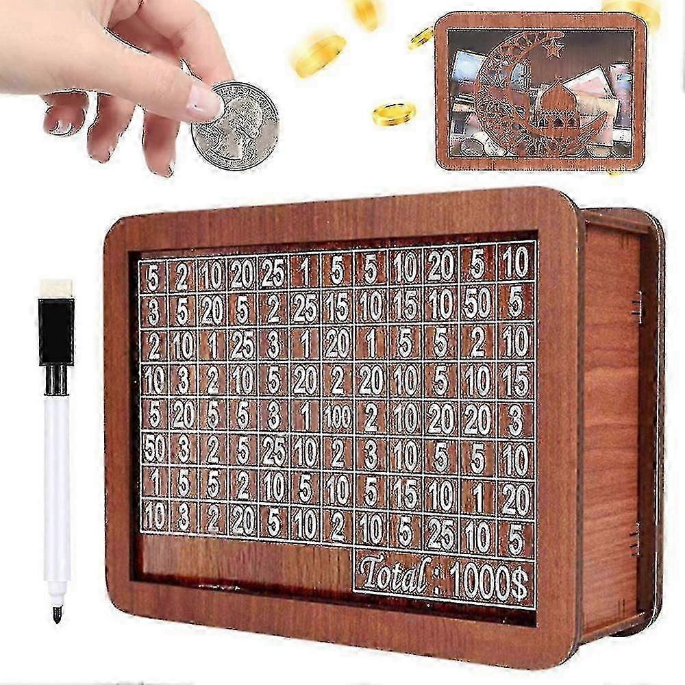 Θησαυροφυλάκιο μετρητών Ξύλινο κουτί αποταμίευσης Ξύλινο Cash Saver Money Box Cash Saver Box