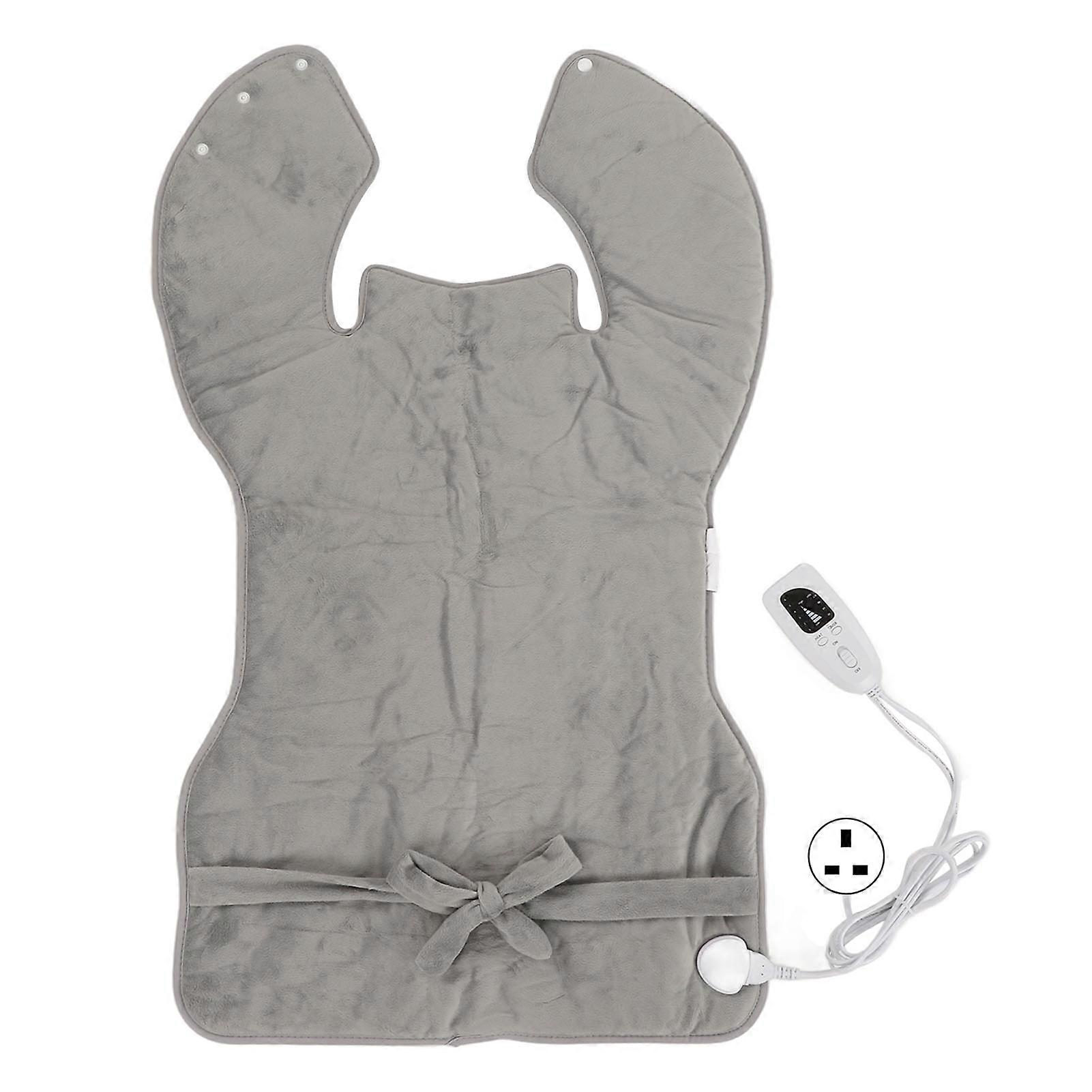 6 Level Temperature Adjustment Drapeable Electric Heating Pad Soft Plush Back Heater Silver Gray