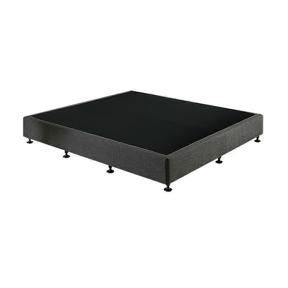 Palermo King Ensemble Bed Base Platinum Graphite Linen Fabric King Bed Frames